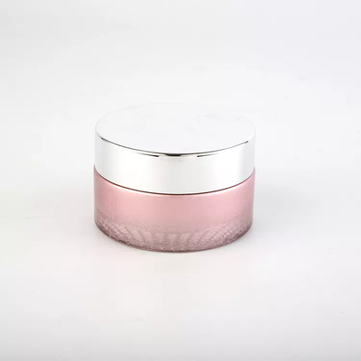 Plastic Lid Glass Cream Jars straight round Matt Pink 50g Cosmetic Jars