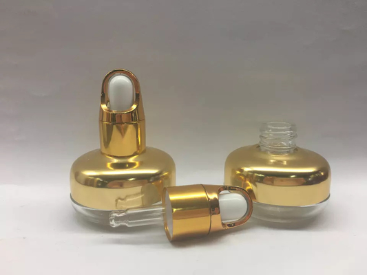 Unique design glass dropper bottle with aluminum shoulder gold or silver basket dropper 20ml 40ml