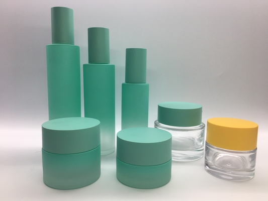 Straight Round Glass Lotion Pump Bottle And Cream Jar For Skincare Packaging