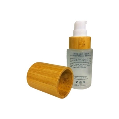 SGS MSDS Bamboo Cosmetic Packaging Cylinder Glass Lotion Pump Bottle