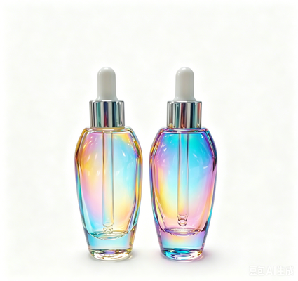 Gradient 30ml Glass Lotion Bottle with Emulsion Pump & Aluminum Spray Head for Skin Care Serum Cream Face Cream