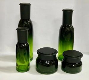 Green Glass Cosmetic Packaging / Safety Skin Care Containers / Cream Jar/ Lotion Bottle