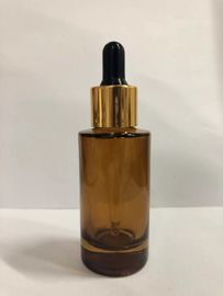 30ml Amber Glass Cosmetic Dropper Bottle Essential Oil Bottle with Alumite Collar OEM
