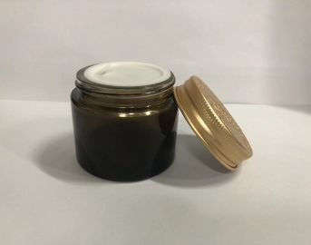 Aluminum Golden Lid Amber 2oz 8oz Round Cosmetic Jar Skin Care Packaging