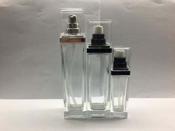 30ml 100ml 120ml Square Cosmetic Packaging Transparent Glass Lotion Bottles Cream Bottles
