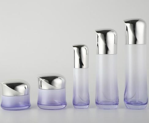 Luxury Glass Cosmetic Bottles With Plated Lids / Cream Jar Lotion Bottles Cosmetic Packaging