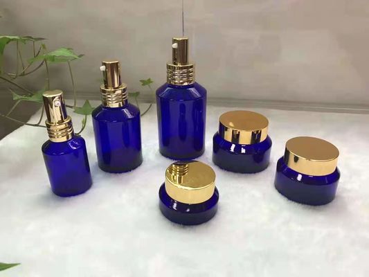 Aluminum Sprayer Cosmetic Jar Packagin With Gold Metallic Cap