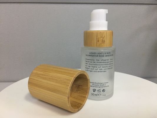 SGS MSDS Bamboo Cosmetic Packaging Cylinder Glass Lotion Pump Bottle