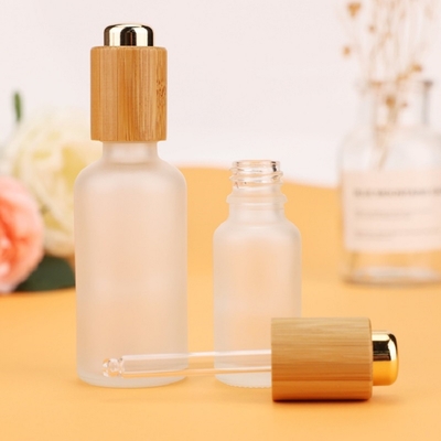 Round 1 Oz 2 Oz 4 Oz  Bamboo Cosmetic Packaging press dropper bottles