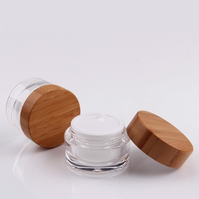 20g 30g 50g Bamboo Cosmetic Packaging Empty Glass Cosmetic Jar