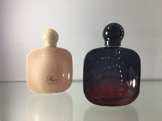 OEM 50ml Glass Luxury Perfume Bottles Flat Shape With Ball Cap