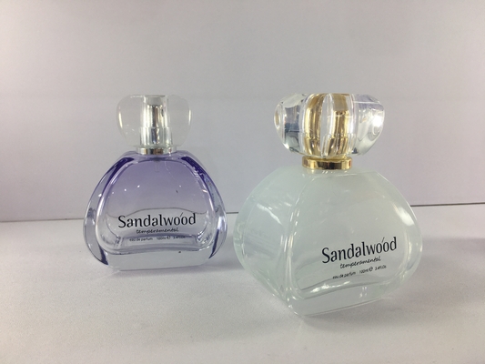 Unique Shape 110ml Luxury Perfume Bottles Transparent Color Surlyn Cap
