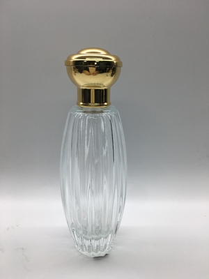 Luxury Tall 100ml Empty Perfume Bottles Crimp Sprayer With Round Gold Cap