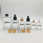 40ml Square Glass Dropper Bottle Essential Oil Bottles With Alumite Collar For Skin Care