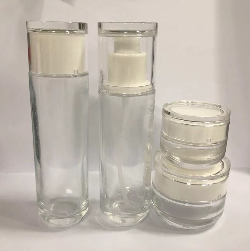 Round Recycled Glass Cosmetic Jar and Lotion Bottles Skincare Packaging