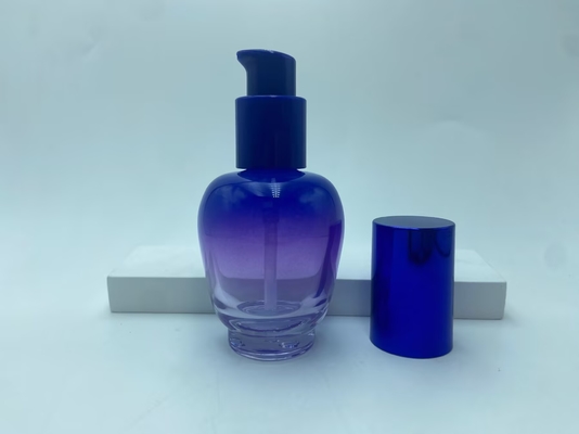 Glass Lotion Bottle 30ml Blue Gradient Serum Bottle with Pump Oil Bottle Pump Bottle Cosmetic Bottle OEM