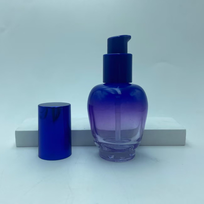 Glass Lotion Bottle 30ml Blue Gradient Serum Bottle with Pump Oil Bottle Pump Bottle Cosmetic Bottle OEM