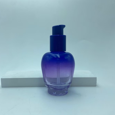 Glass Lotion Bottle 30ml Blue Gradient Serum Bottle with Pump Oil Bottle Pump Bottle Cosmetic Bottle OEM