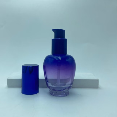 Glass Lotion Bottle 30ml Blue Gradient Serum Bottle with Pump Oil Bottle Pump Bottle Cosmetic Bottle OEM