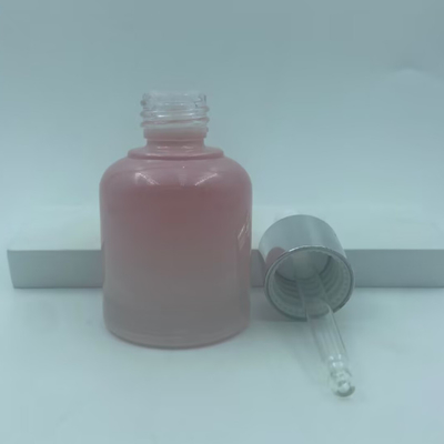 2025 Recyclable Pink Glass Bottle for Oil Dropper Bottles with Silver Collar Luxury Wholesale 30ml