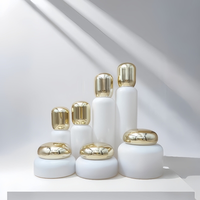 Cosmetic Packaging Glass Lotion Bottle Cream Jar Skin Care Containers With Gold Round Cap