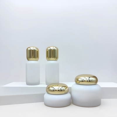 Cosmetic Packaging Glass Lotion Bottle Cream Jar Skin Care Containers With Gold Round Cap