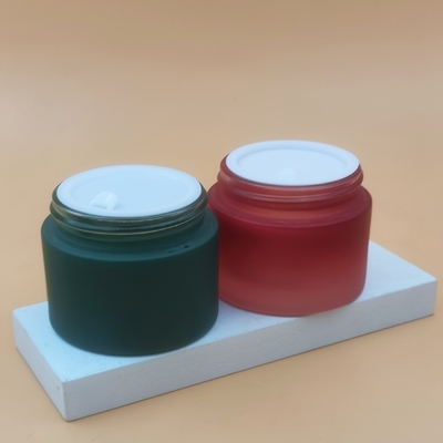 20g 30g 50g Blue Glass Cosmetic Cream Jars , Glass Jar Cosmetic Packaging Cream Bottles OEM