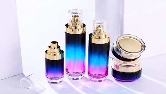 40ml Pump Bottle Glass Cosmetic Packaging Gradient Purple Color