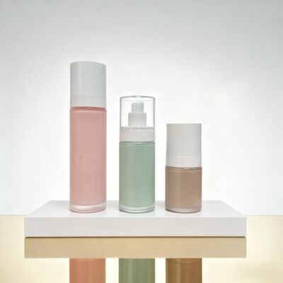 Cosmetic Glass Refillable Airless Skincare Packaging Set 30ml/50ml/100ml with PP Material and PCR Material Refillable Cup