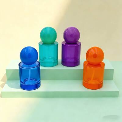 Custom 30ml & 50ml Luxury Glass Perfume Bottles  Mist or Serum Pump Glass Bottle Round Ball Cap for Serum Product