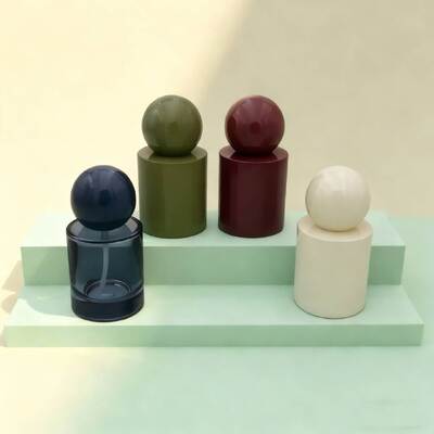 Custom 30ml & 50ml Luxury Glass Perfume Bottles  Mist or Serum Pump Glass Bottle Round Ball Cap for Serum Product