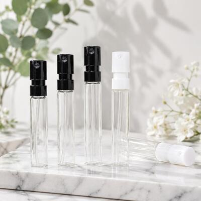 Glass Mini Vials Split Type Glass Perfume Tester Bottles 1ml 2ml 3ml PP Crimp on Spray Pump Travel Trial Cosmetic Packaging