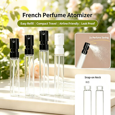 Glass Mini Vials Split Type Glass Perfume Tester Bottles 1ml 2ml 3ml PP Crimp on Spray Pump Travel Trial Cosmetic Packaging