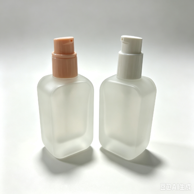 Rectangle Glass Emulsion Pump Spray Bottle with Screen Printing 100 mL Capacity for Skin Care and Cosmetics