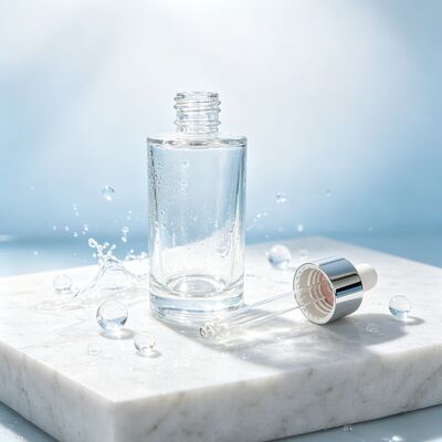 50ml Thick Base Glass Dropper Bottle, Silver Collar & White Nipple, Empty Bottle for Serum Essential Oil Cosmetic Pack