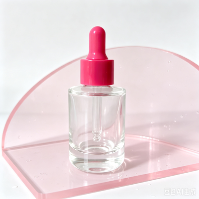 30ml ClearThick Base Glass Dropper Bottle with Red Rubber Bulb, Cosmetic Serum Essential Oil Glass Bottle for Skincare Packaging