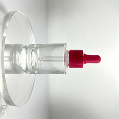 30ml ClearThick Base Glass Dropper Bottle with Red Rubber Bulb, Cosmetic Serum Essential Oil Glass Bottle for Skincare Packaging