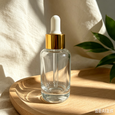 50ml Clear Thick Base Glass Dropper Bottle, Gold Aluminum Collar&White Rubber Nipple for Serum Essential Oil Cosmetic Packaging