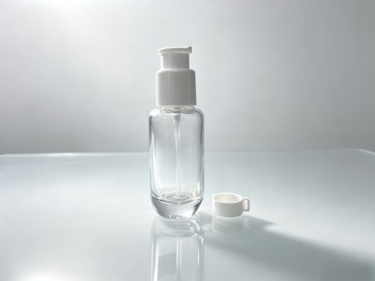 30ml&50ml Clear Glass Lockable Pump Bottle, Empty Serum Essential Oil Foundation Bottle,  Wholesale Skincare Packaging