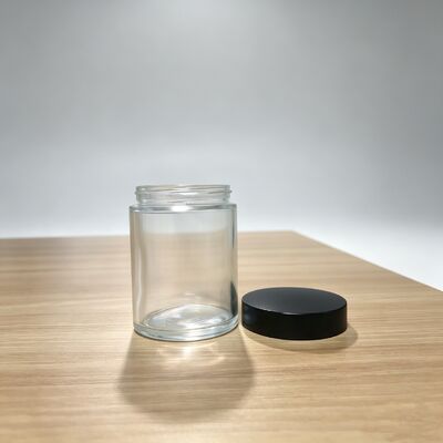 170ml Clear Glass Jar Wide Mouth Jar With Matte Black Lid Empty Cosmetic Storage Bottle Factory Direct in Stock