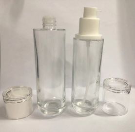 Round Recycled Glass Cosmetic Jar and Lotion Bottles Skincare Packaging OEM Painting and Silkscreen For Makeup