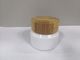 White Glass Cosmetic Jar With Wooden Cap / Lids Cosmetic Pots Cream Bottles OEM