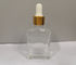 30ml 50ml Rectangular Essential Oil Bottles Glass Dropper Bottle With Gold Shinny Collar OEM