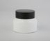 White Glass Cosmetic Jar With Wooden Cap / Lids Cosmetic Pots Cream Bottles OEM