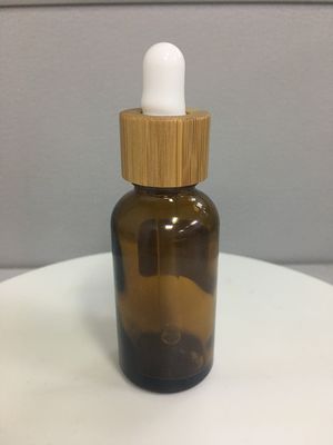 Screw Cap 30ml Bamboo Cosmetic Packaging Boston Glass Dropper Bottle